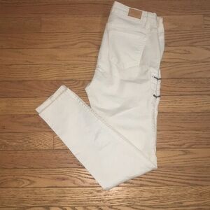 Denim Blvd white skinny jeans with zipper pockets
